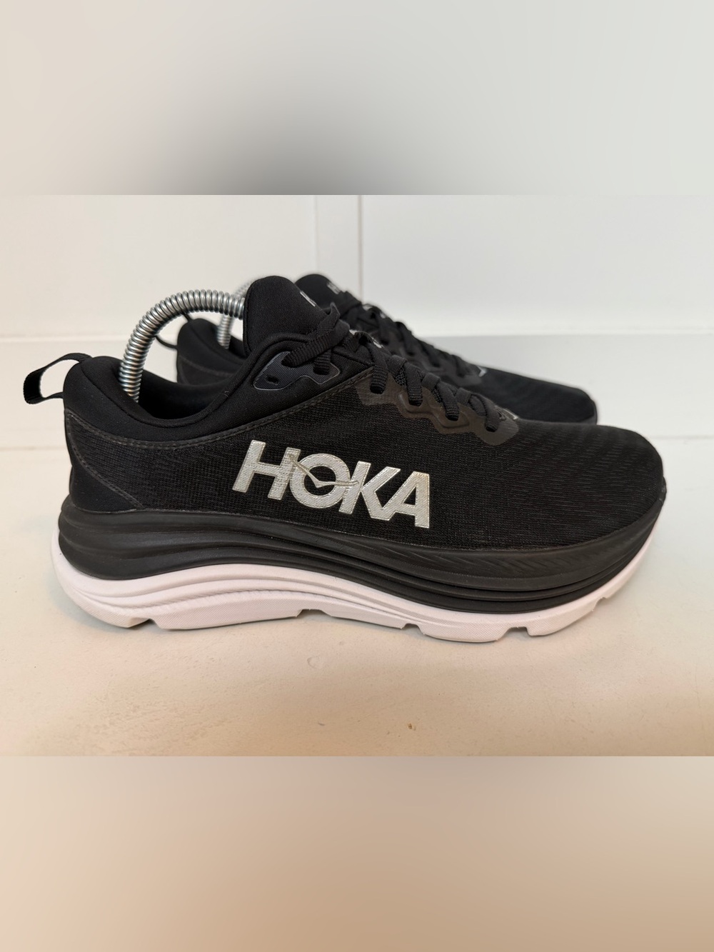 Hoka One One Gaviota 5 Women Size 9 D Wide Black White Running Shoe 1134270 BWHT